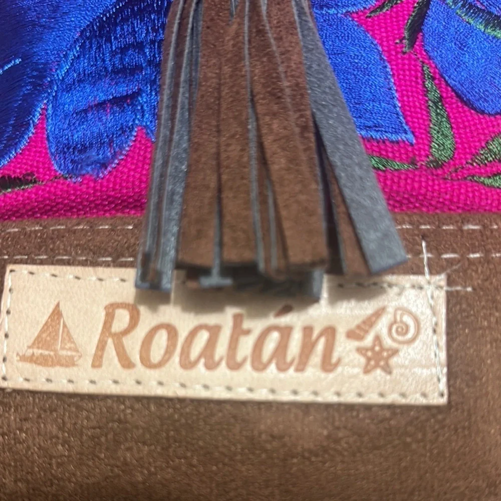 Chic Pink and Brown Embroidered Crossbody Bag